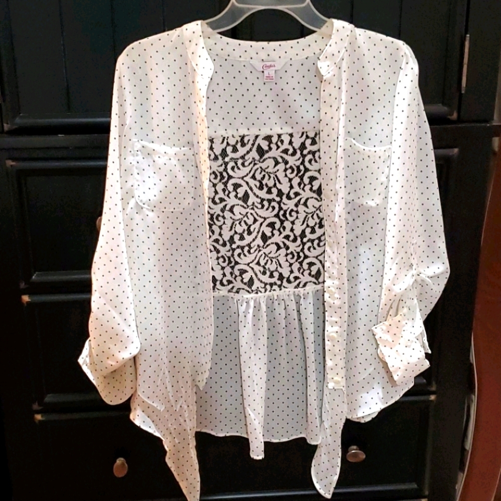 Candie's Polka Dot Lace Blouse